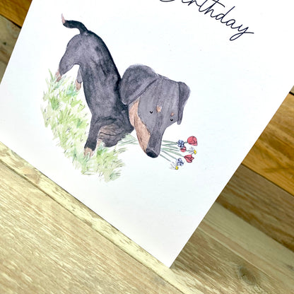 Winston The Sausage Dog Birthday Card