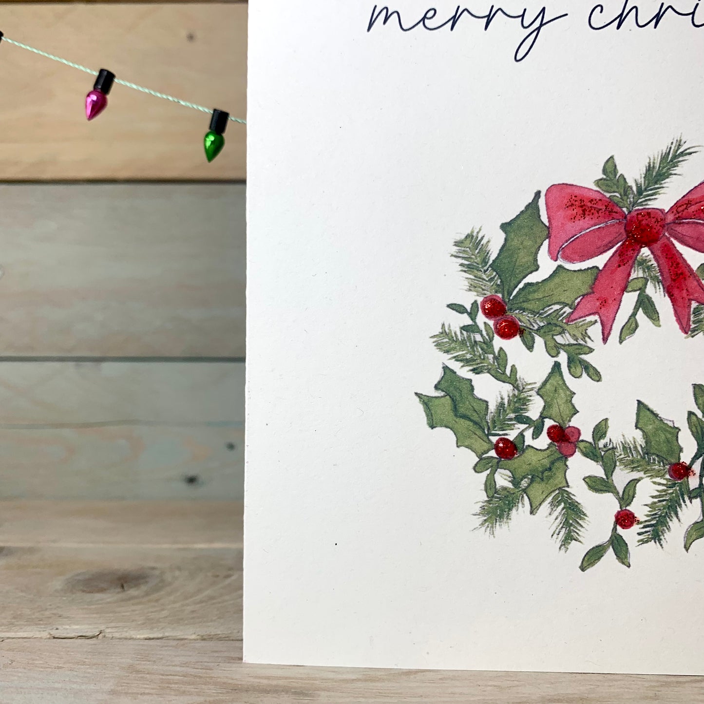 Holly Wreath Christmas Card