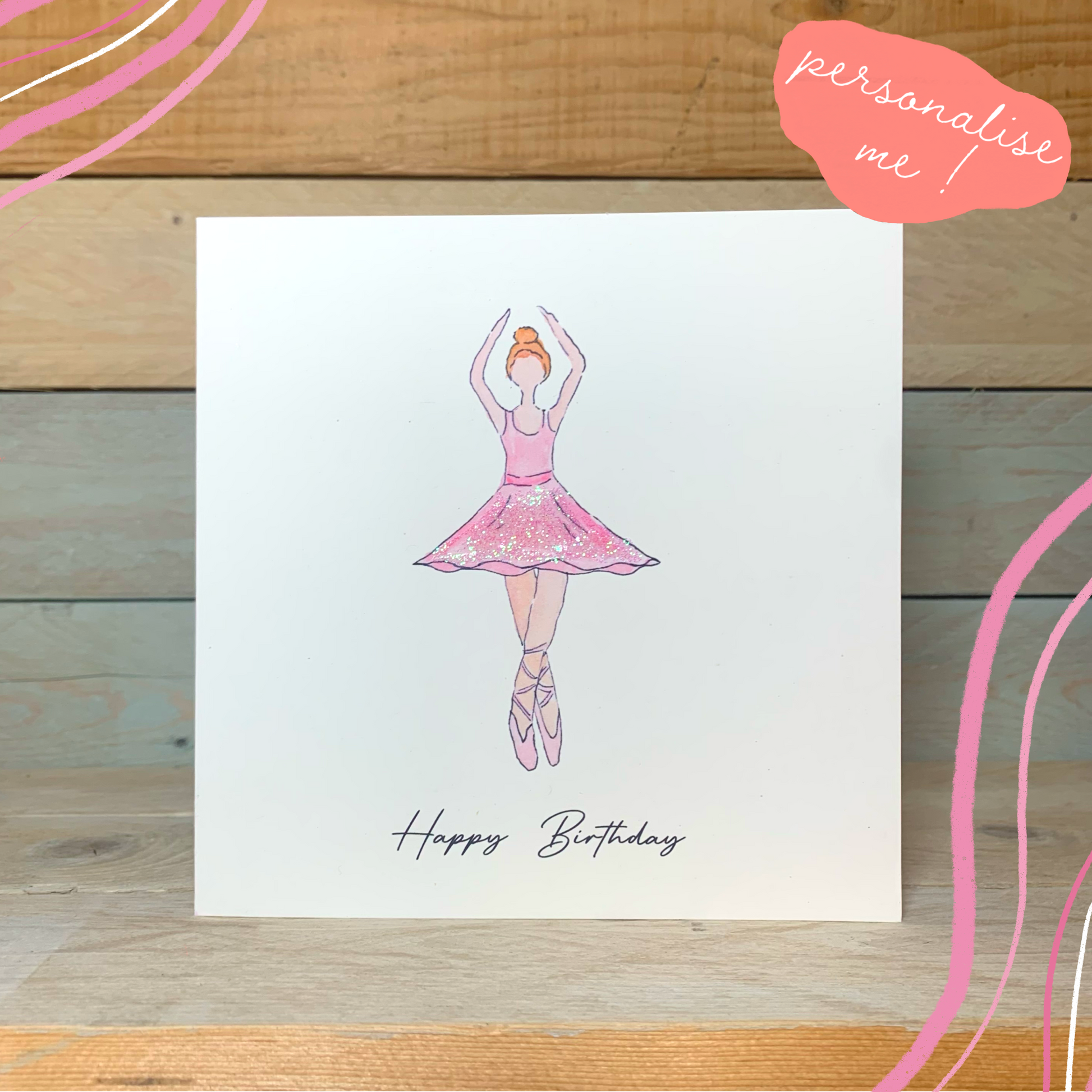 Bella the Ballerina Birthday Card - Arty Bee Designs 