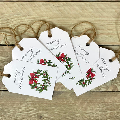 Holly Wreath Christmas Gift Tags