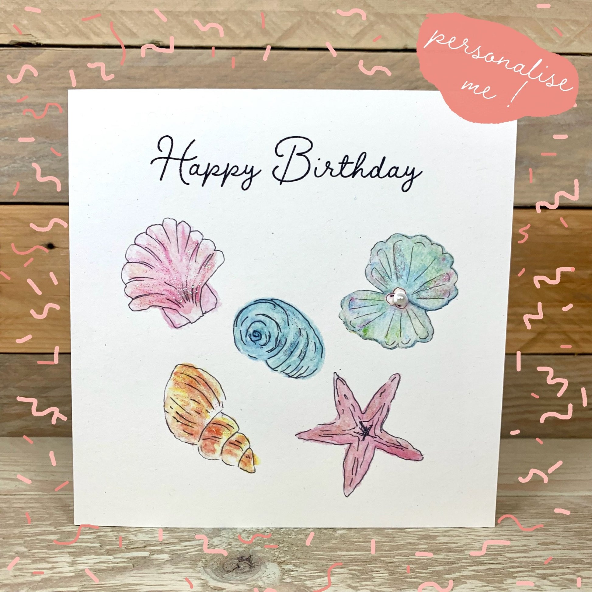 Seashore Treasure Birthday Card - Arty Bee Designs 