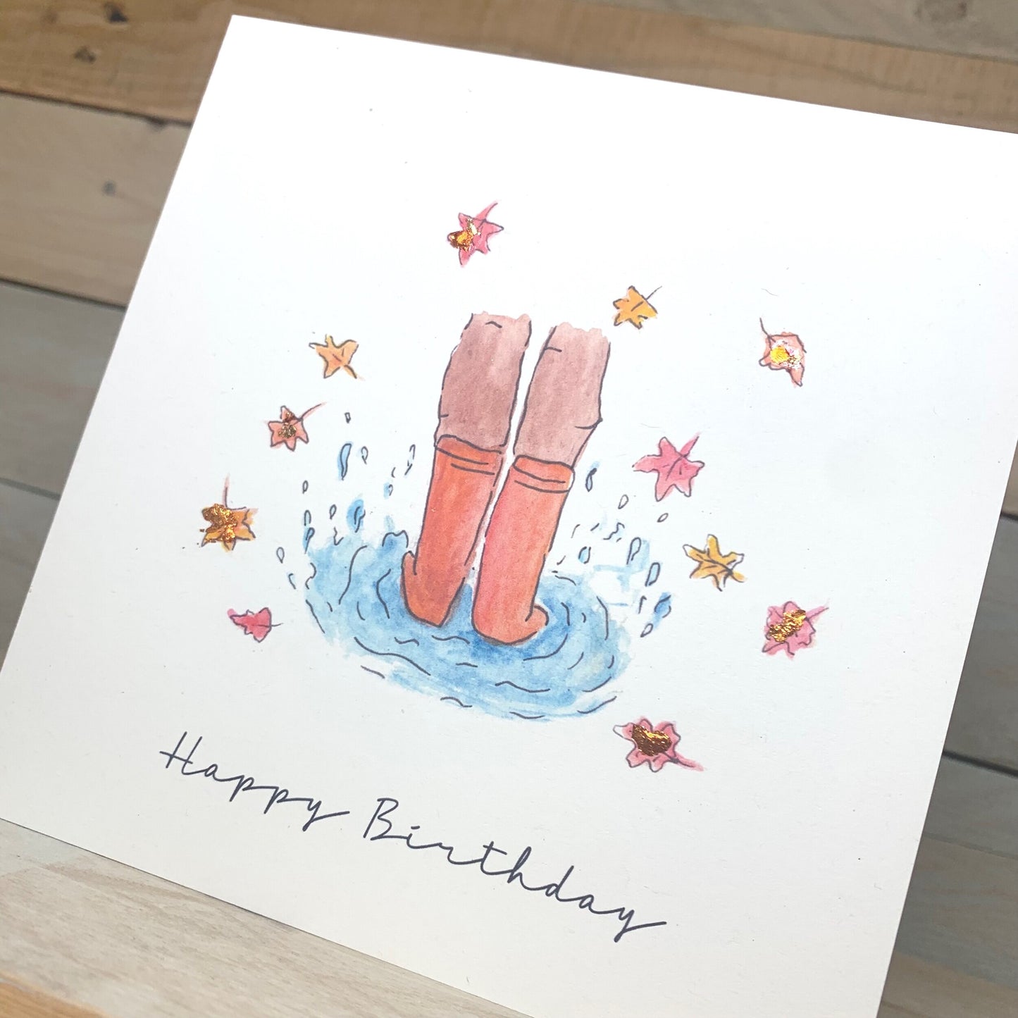 Splish Splash Autumn Birthday Card - Arty Bee Designs 