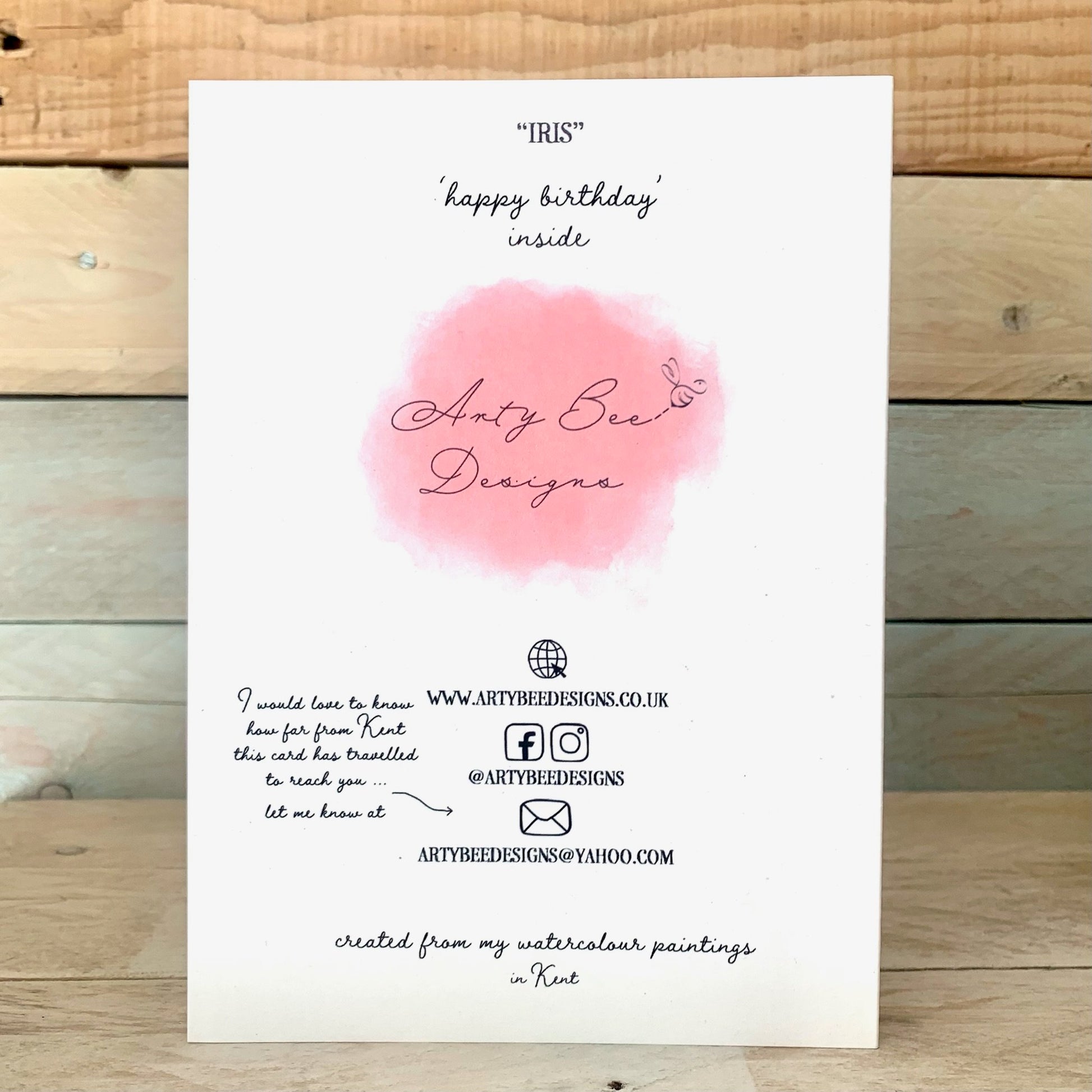 Iris Birthday Card - Arty Bee Designs 