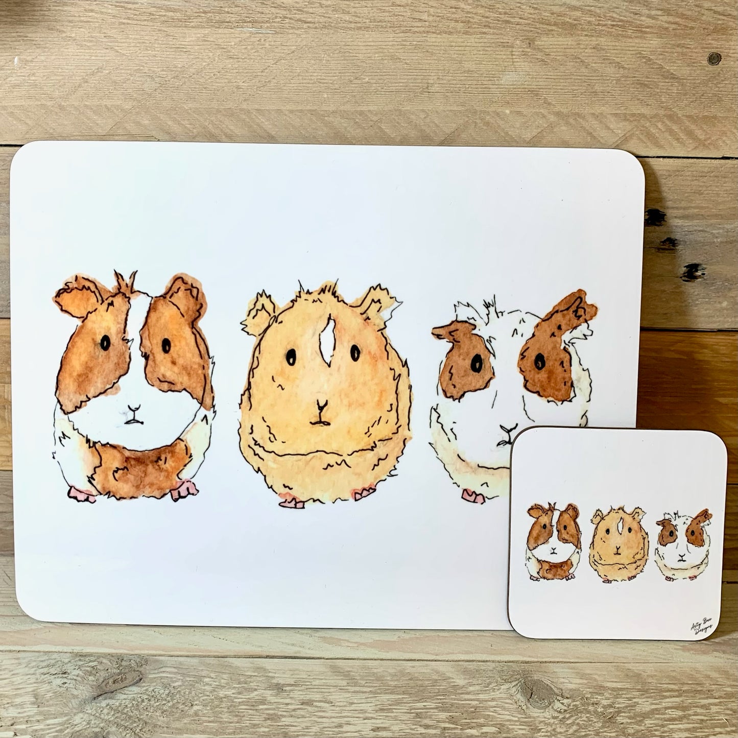 Guinea pig Coaster and Placemat Set