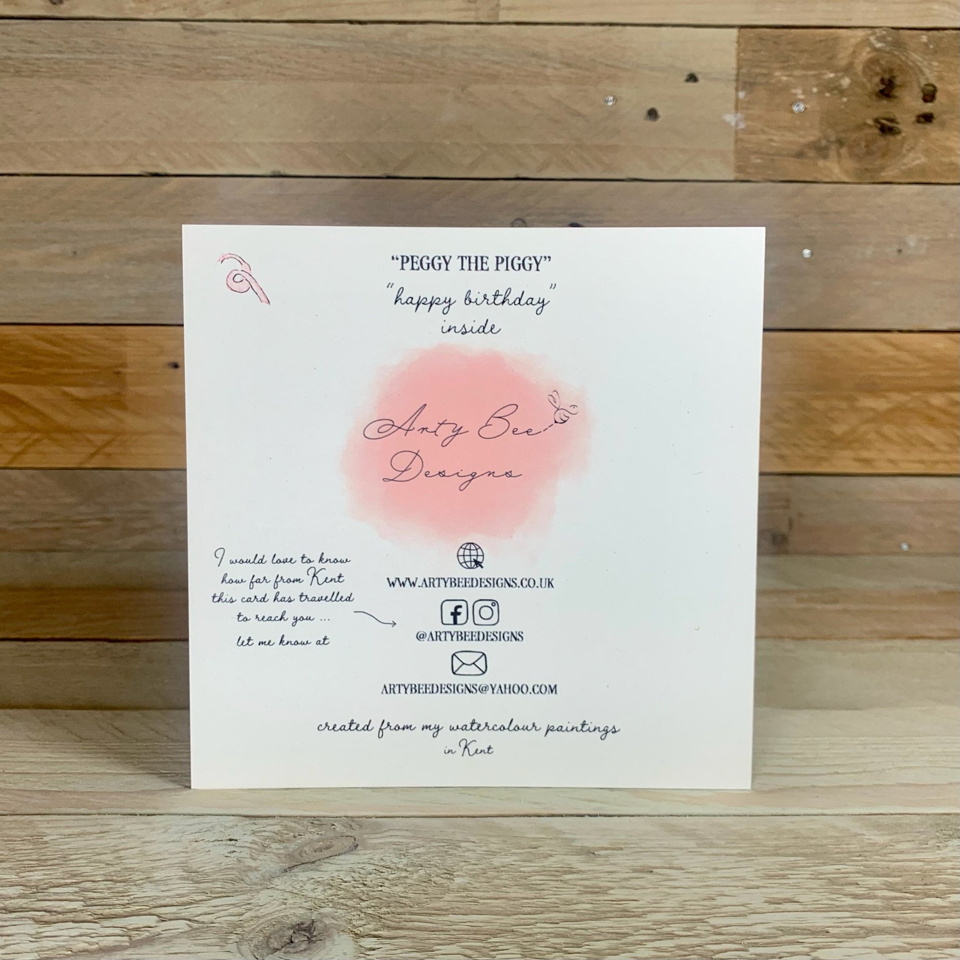 Peggy the Piggy Birthday Card - Arty Bee Designs 