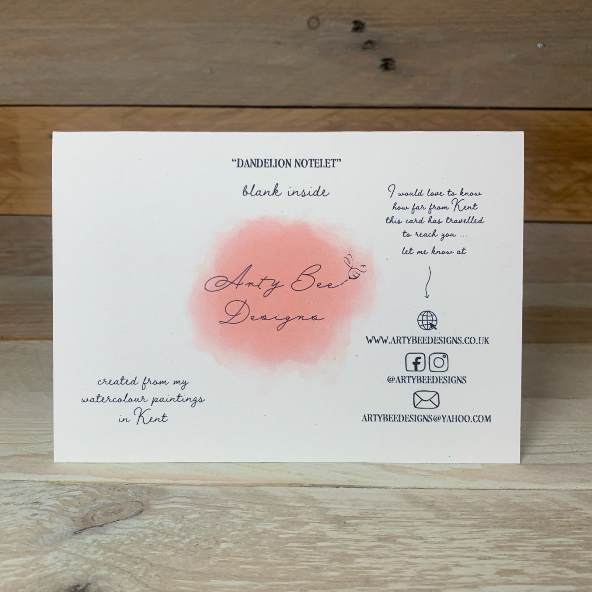 Dandelion Notelet / Pack of Notelets Card - Arty Bee Designs 