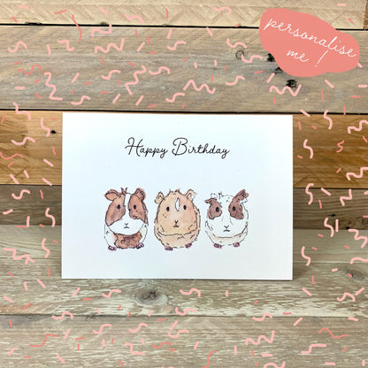 Tom, Dick and Harry, The Guinea Pigs Birthday Card - Arty Bee Designs 