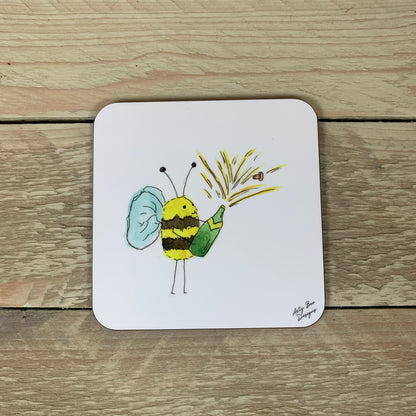 Buzzy Fizzy Pop Bee Coaster - Arty Bee Designs 
