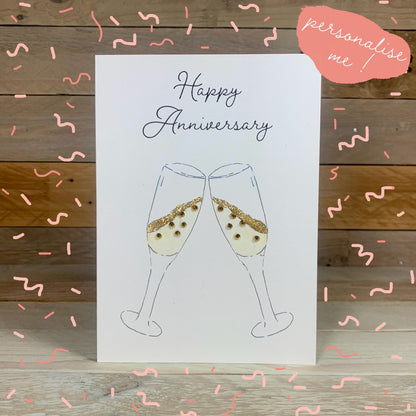 Anniversary Champagne Card - Arty Bee Designs 