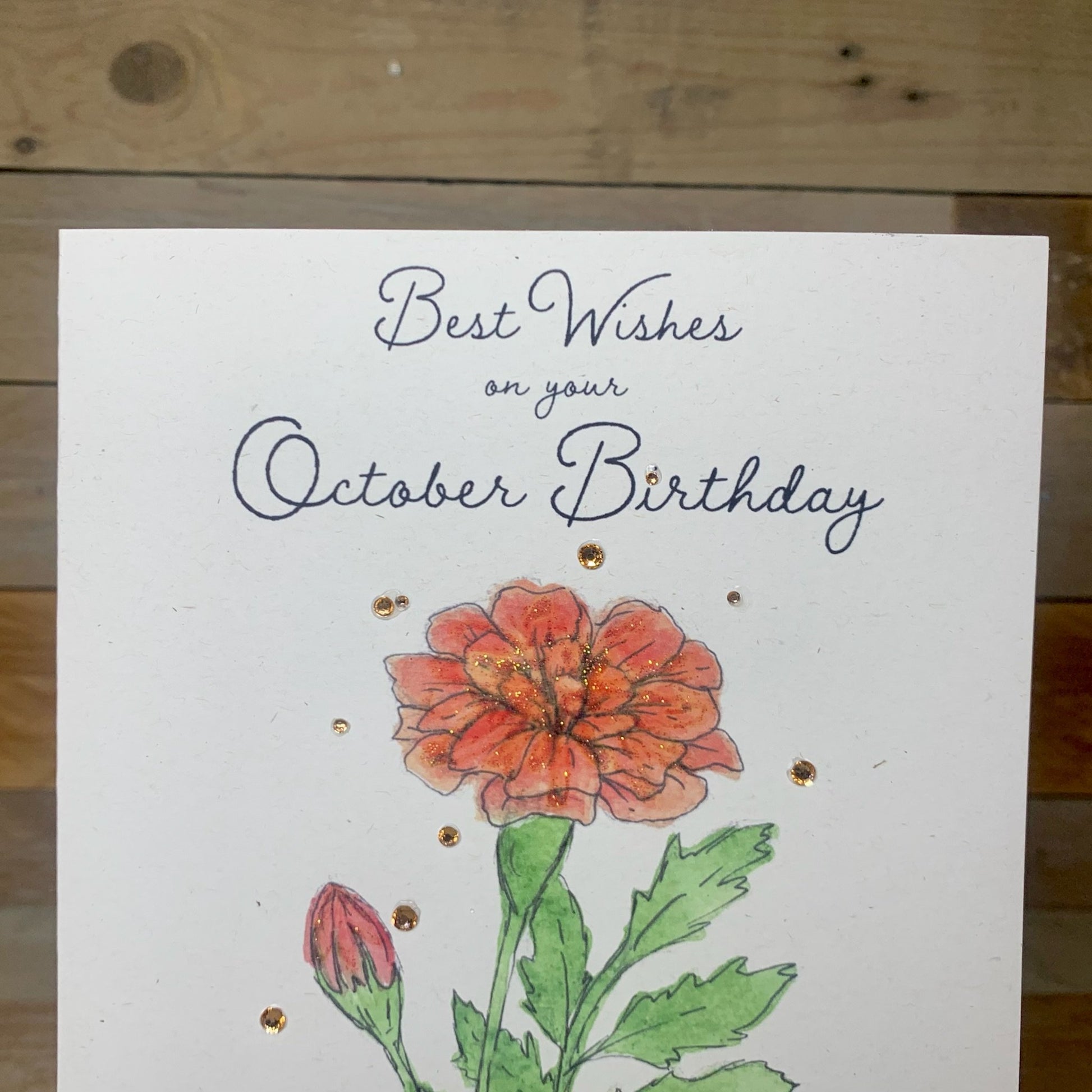 October / Marigold Birth Flower Card - Arty Bee Designs 