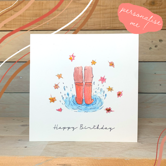 Splish Splash Autumn Birthday Card - Arty Bee Designs 