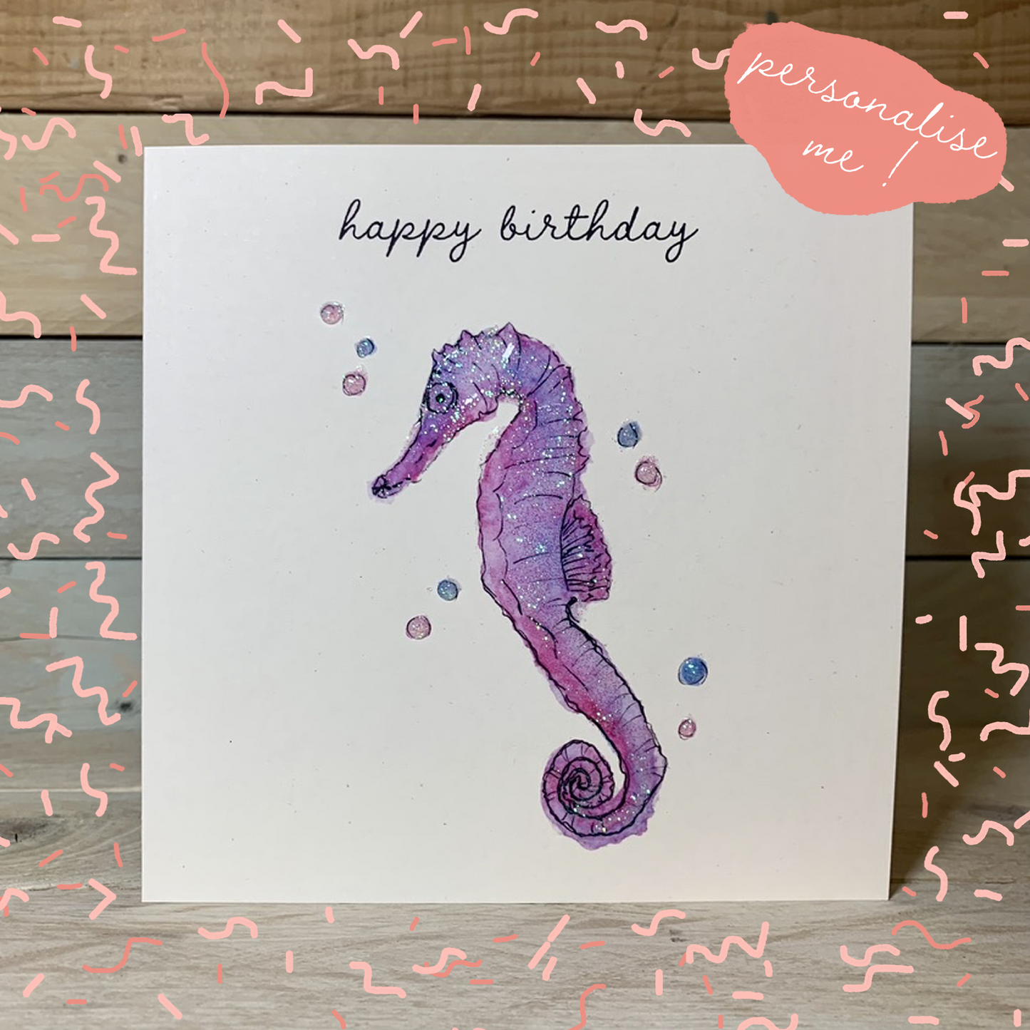 Sydney the Seahorse Birthday Card - Arty Bee Designs 