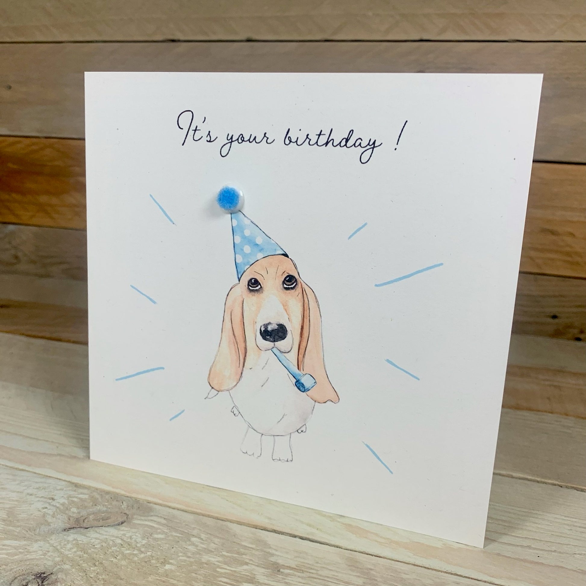 Basset Hound Party Birthday Card - Arty Bee Designs 