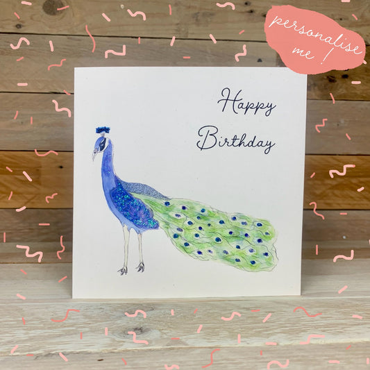 Penelope the Peacock Birthday Card - Arty Bee Designs 
