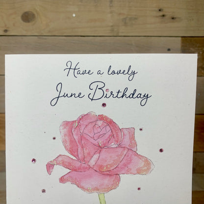 June / Rose Birth Flower Card - Arty Bee Designs 