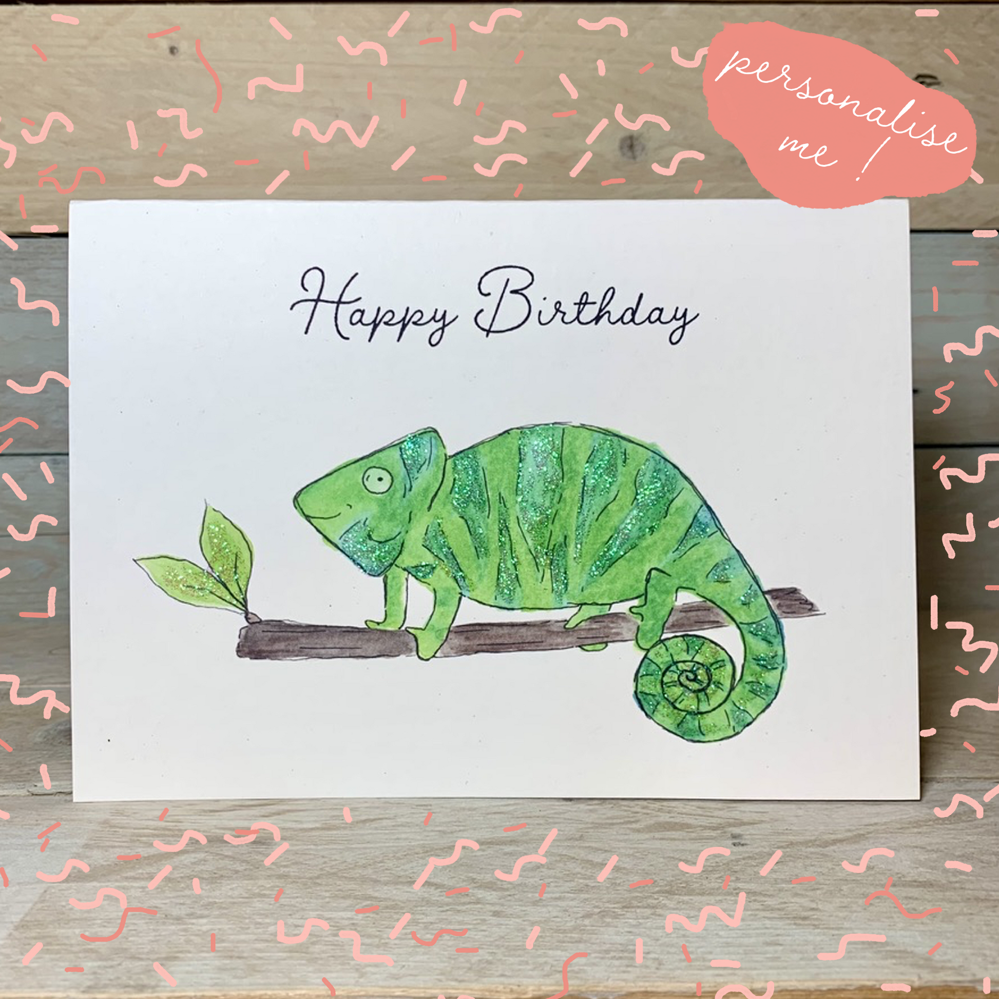 Now You See Me, Now You Don't Chameleon Birthday Card - Arty Bee Designs 