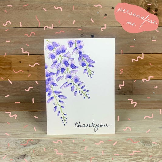 Wisteria Thankyou Notelet - Arty Bee Designs 