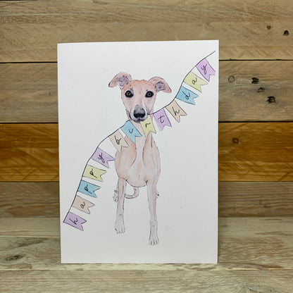 It Wasn't Me Mum Funny Whippet And Bunting Birthday Card