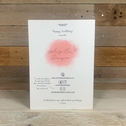 Violet Birthday Card - Arty Bee Designs 