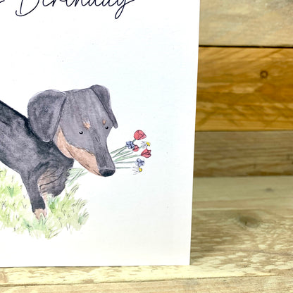 Winston The Sausage Dog Birthday Card