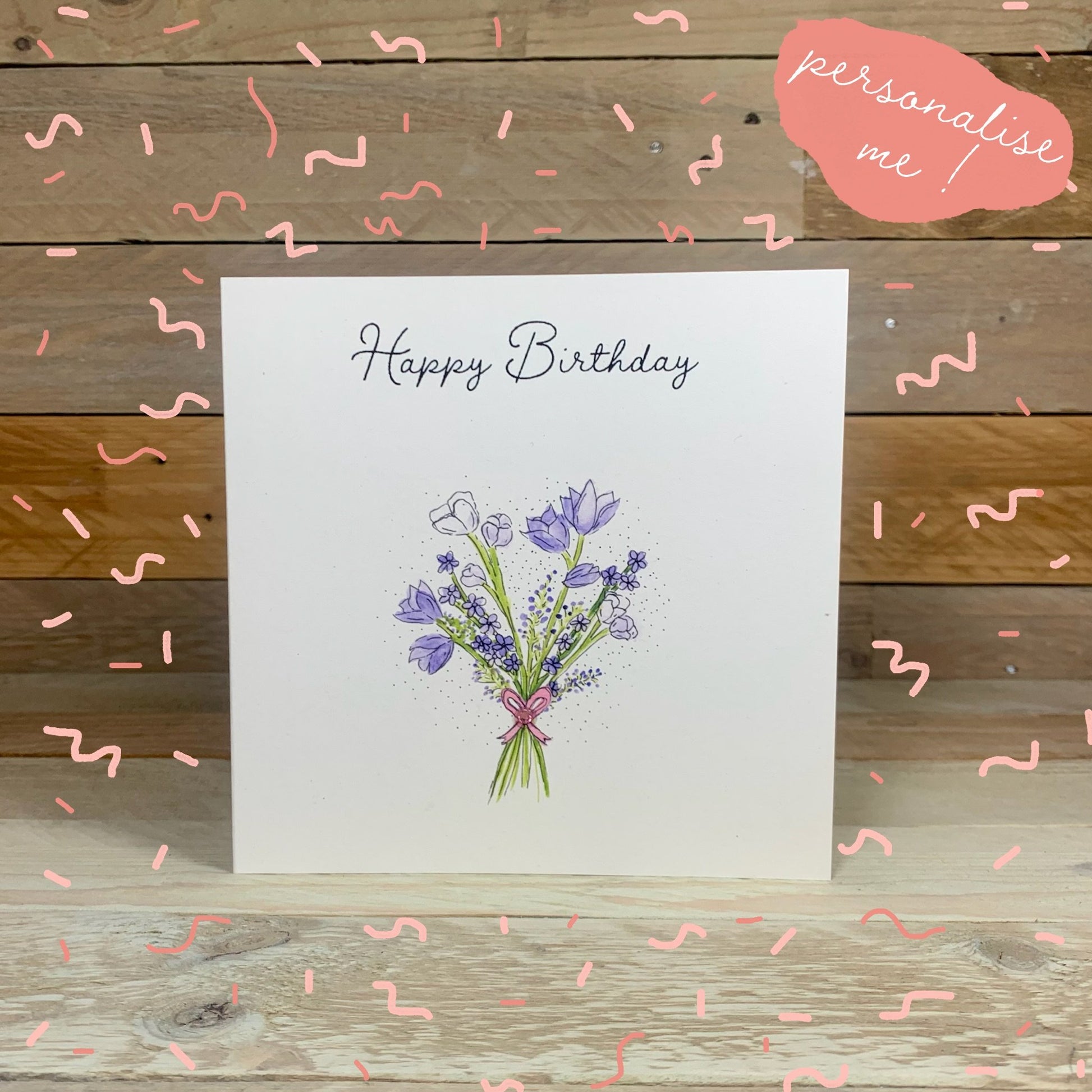 Purple Bouquet Birthday Card - Arty Bee Designs 