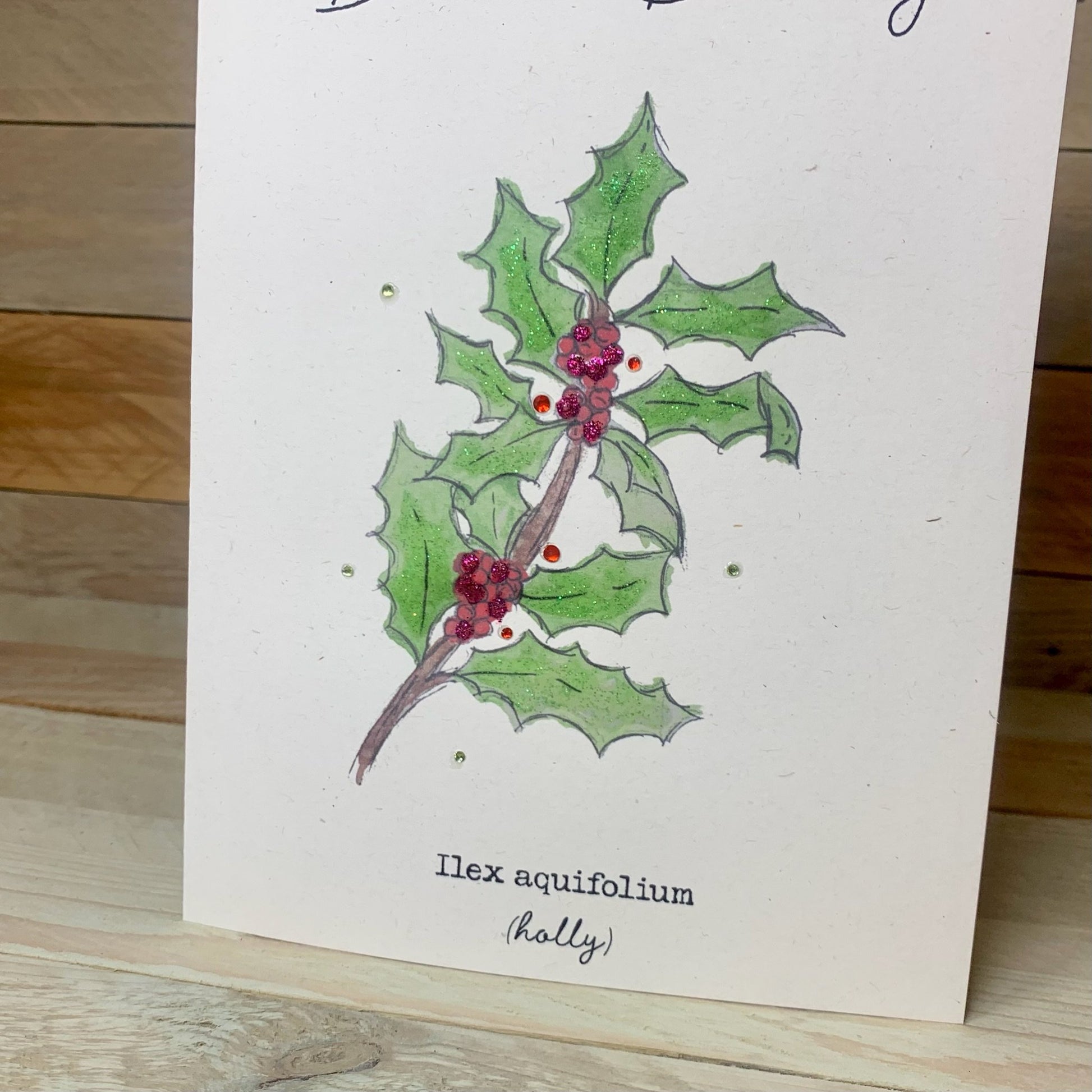 December / Holly Birth Flower Card - Arty Bee Designs 