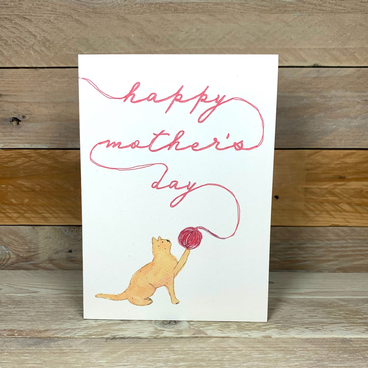 Ginger Cat and String Mother's Day Card