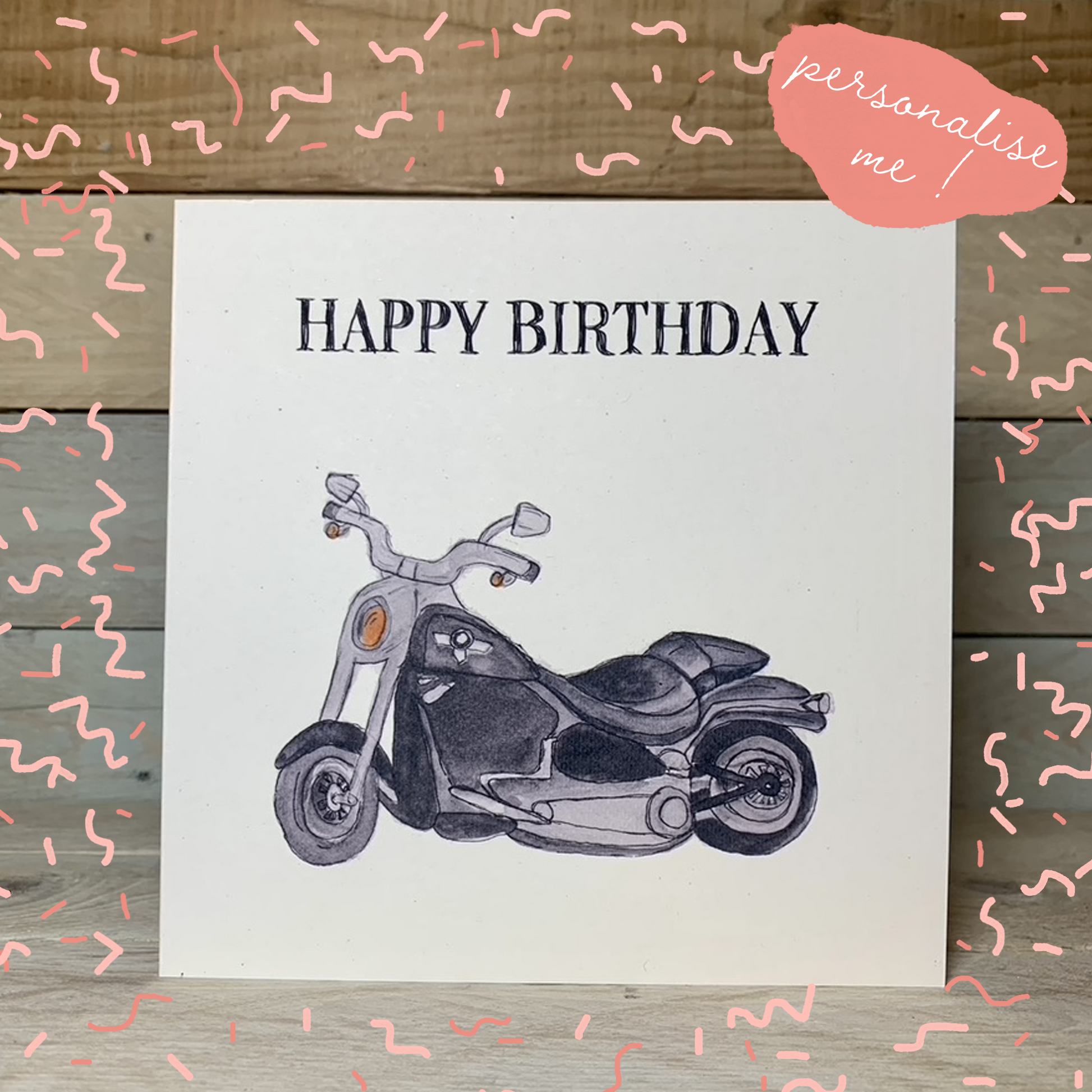 The Crazy Biker Birthday Card - Arty Bee Designs 