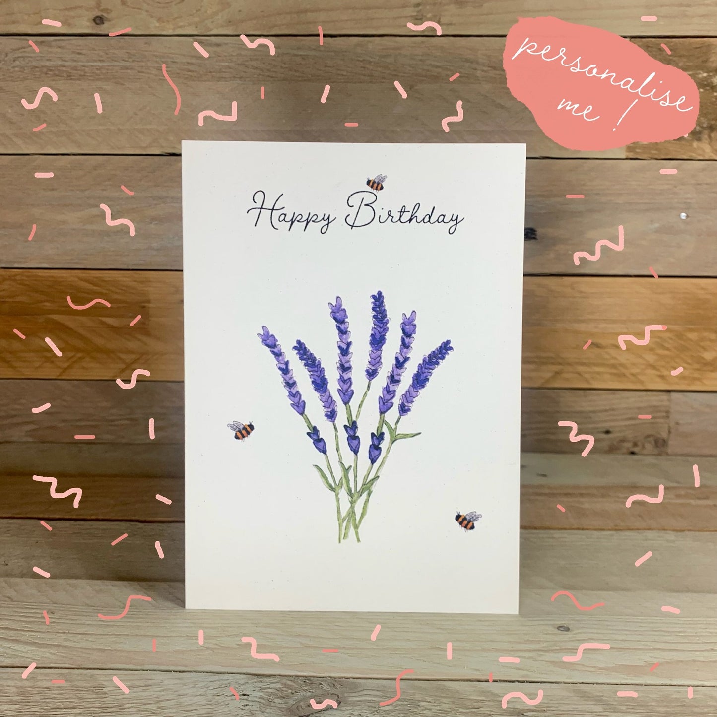 Lavender and Bees Birthday Card - Arty Bee Designs 