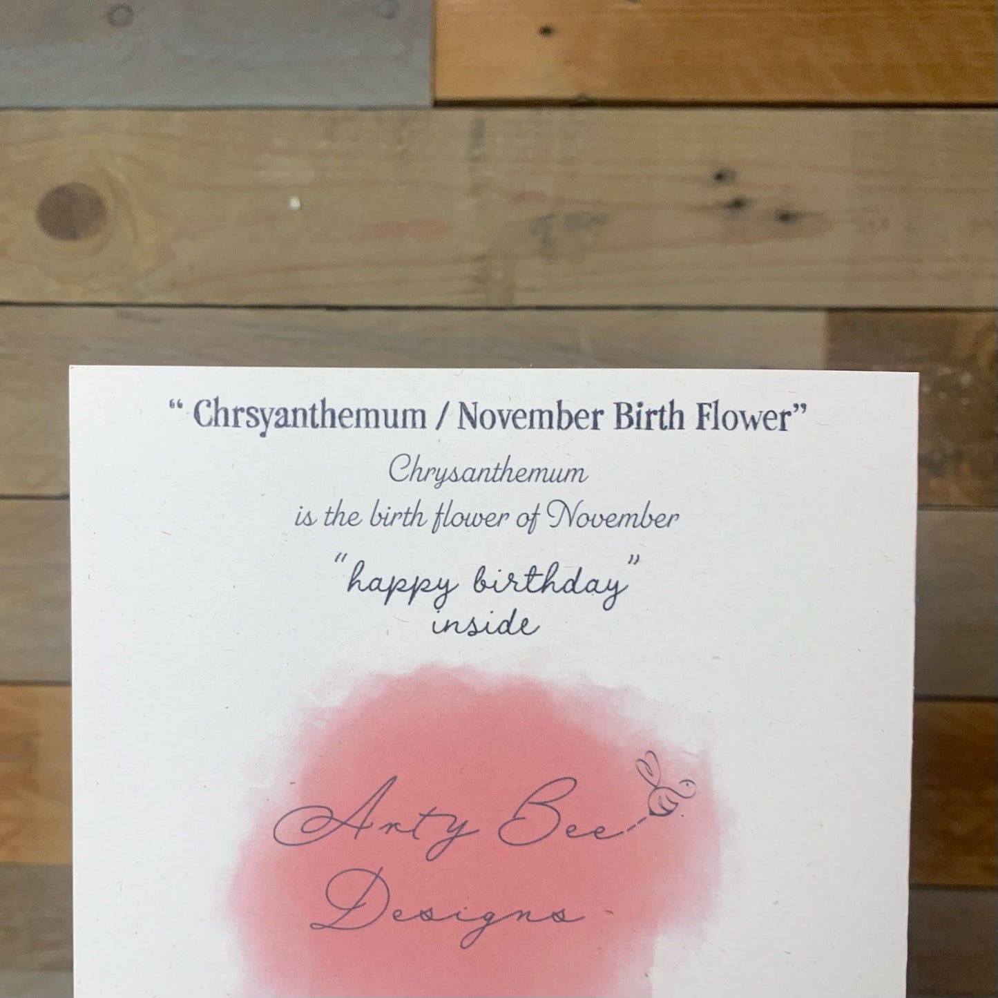 November / Chrysanthemum Birth Flower Card - Arty Bee Designs 