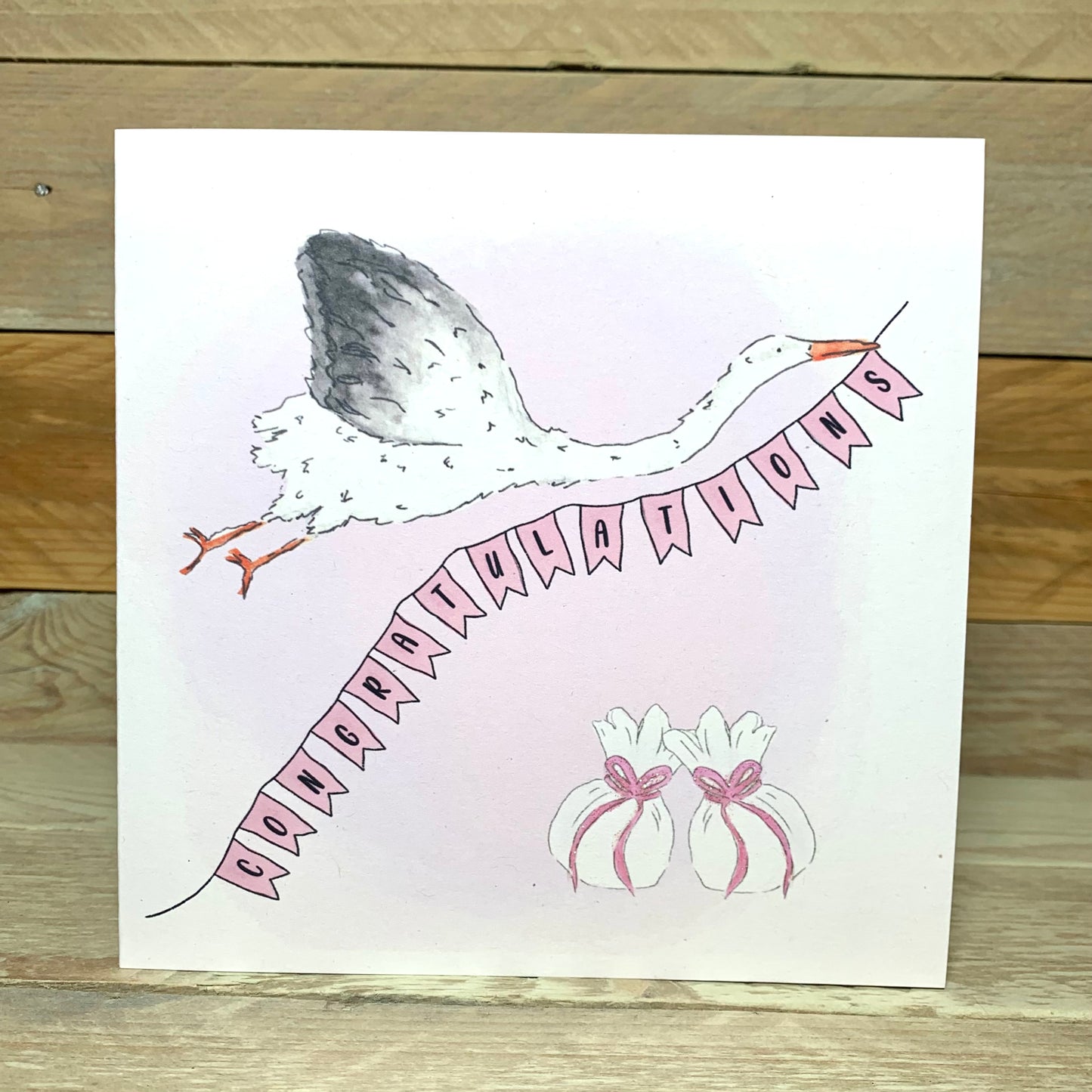 Special Delivery New Baby Twins Pink Card