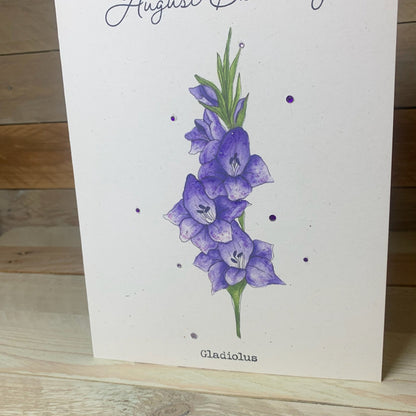 August / Gladiolus Birth Flower Card - Arty Bee Designs 