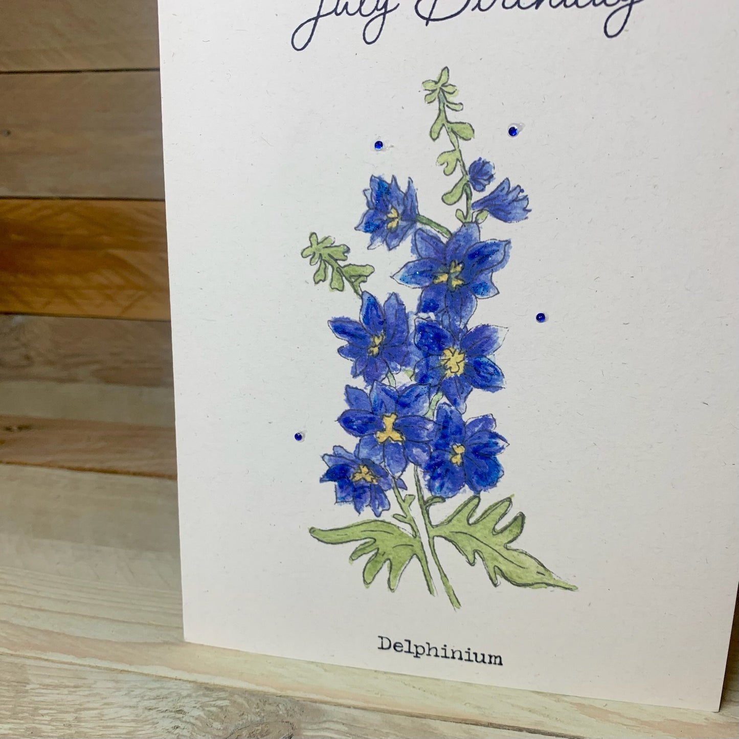 July / Delphinium Birth Flower card - Arty Bee Designs 
