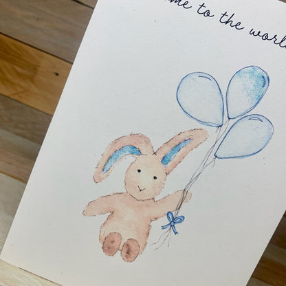 Blue Bunny New Baby Card - Arty Bee Designs 