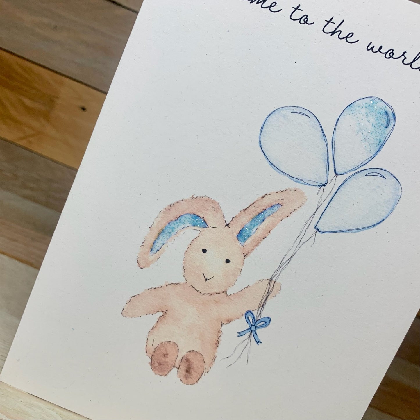 Blue Bunny New Baby Card - Arty Bee Designs 