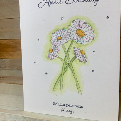 April / Daisy Birth Flower Card - Arty Bee Designs 