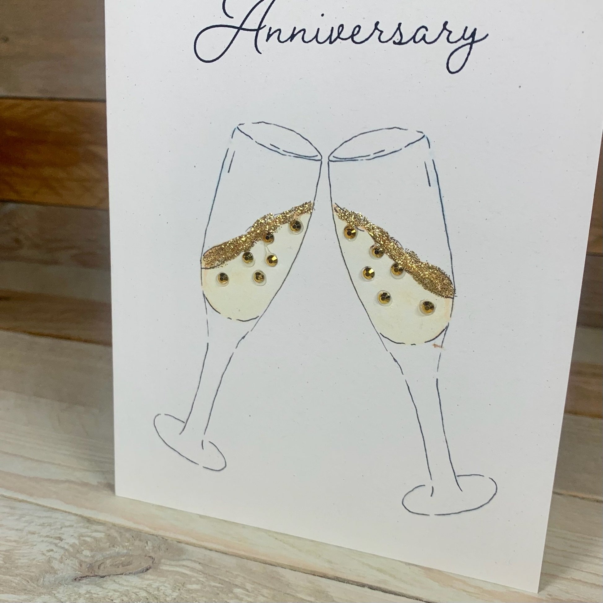 Anniversary Champagne Card - Arty Bee Designs 