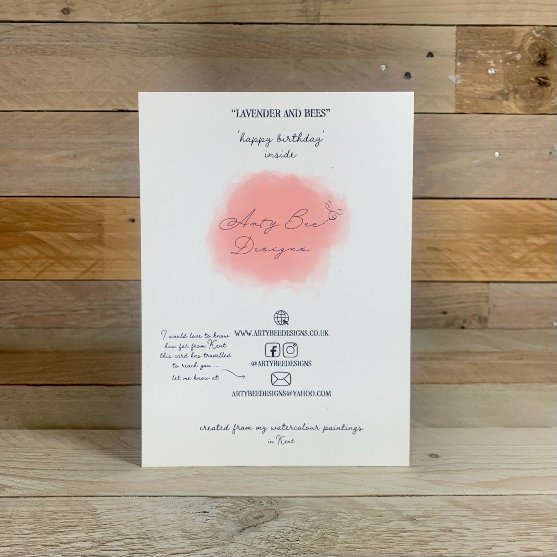 Lavender and Bees Birthday Card - Arty Bee Designs 