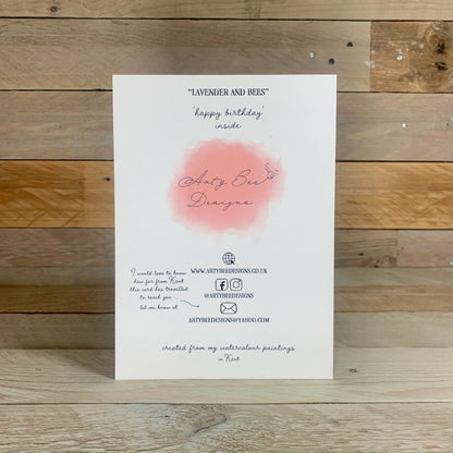 Lavender and Bees Birthday Card - Arty Bee Designs 