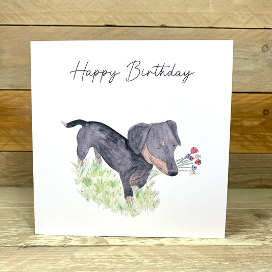 Winston The Sausage Dog Birthday Card