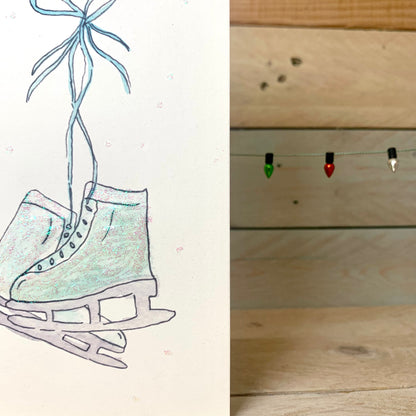 Ice Skates Christmas Card