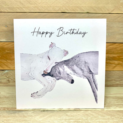 Snuggles Whippet Birthday Card