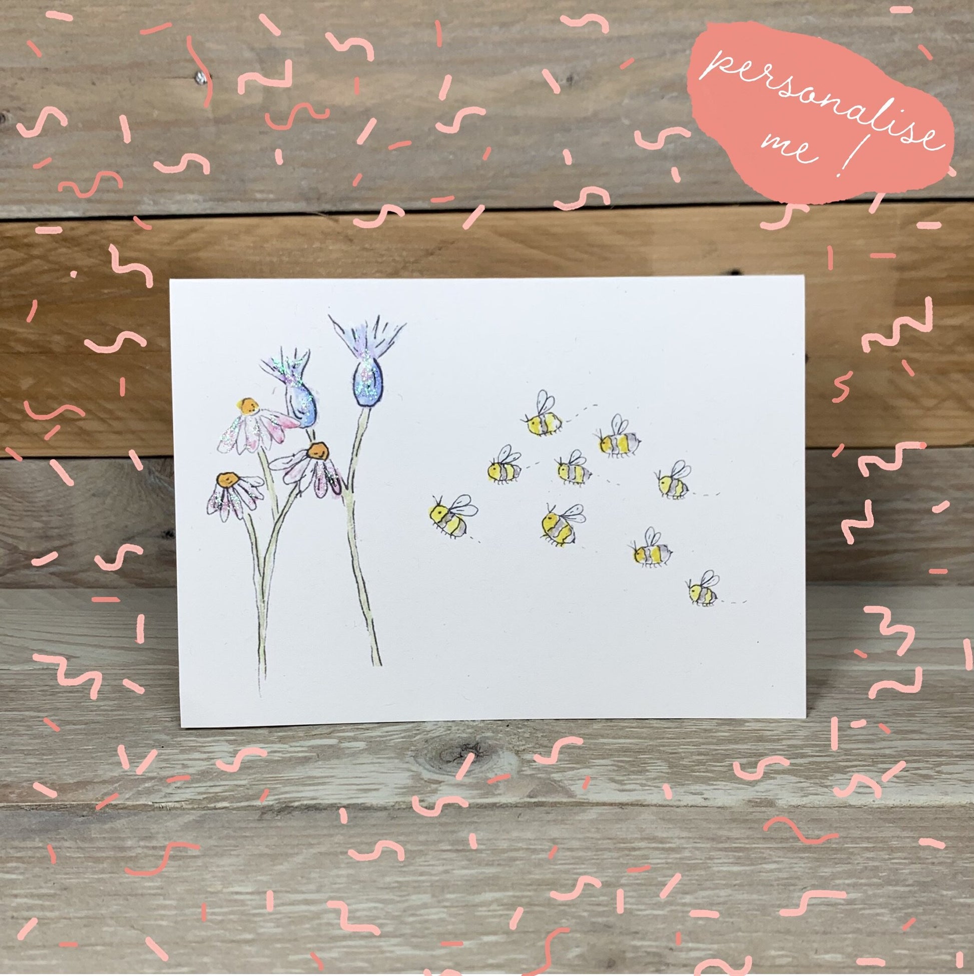 Bee and Meadow Notelet - Arty Bee Designs 