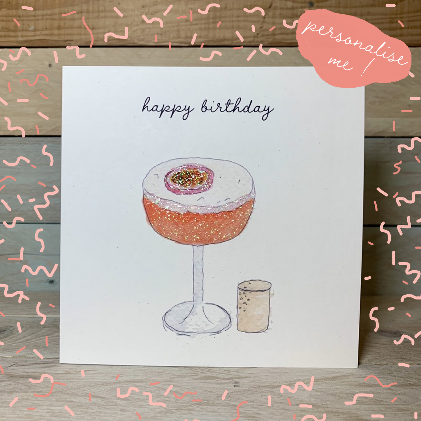 Passionfruit Martini Birthday Card - Arty Bee Designs 