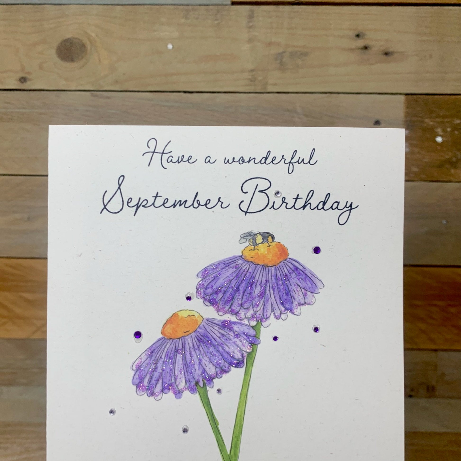 September / Aster Birth Flower Card - Arty Bee Designs 