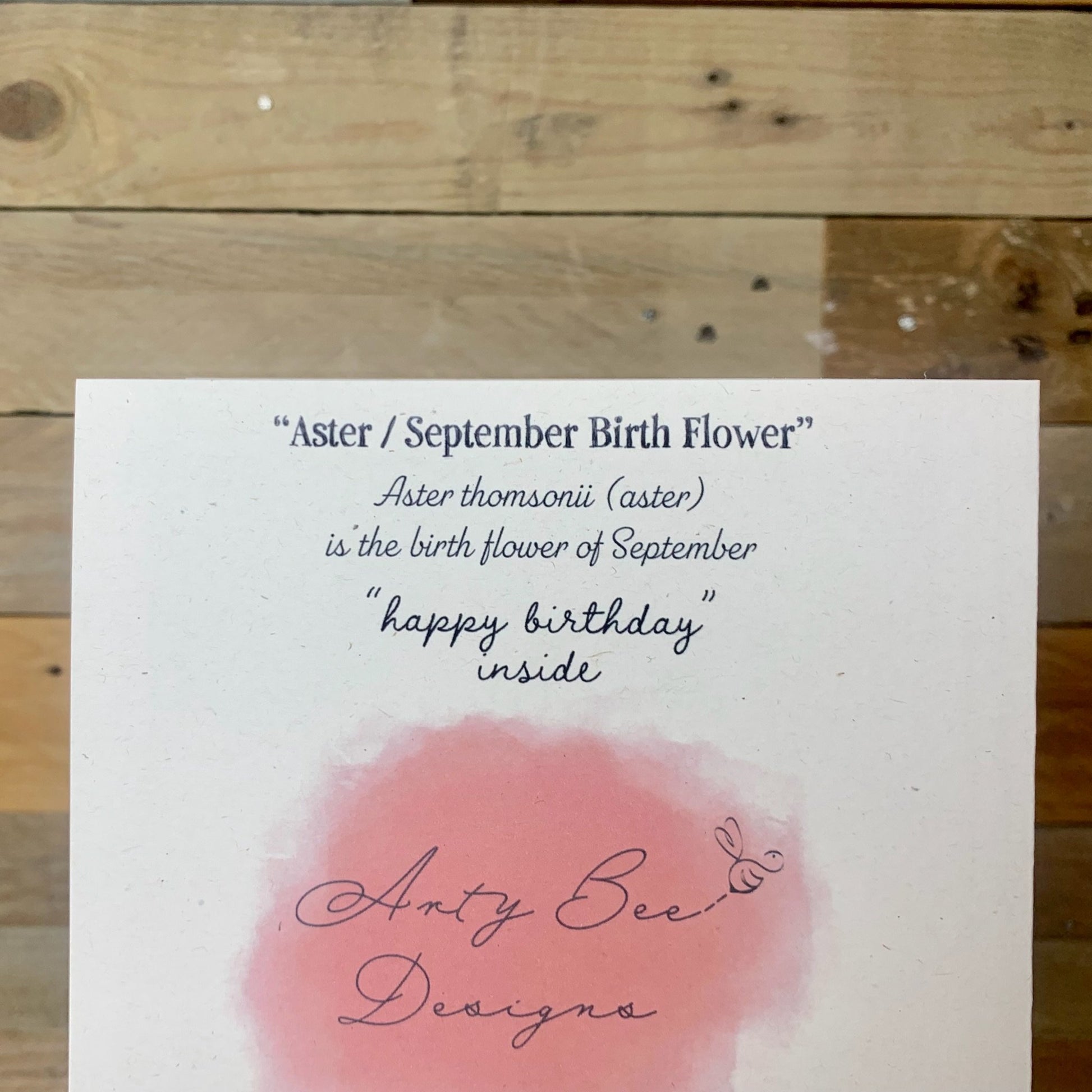 September / Aster Birth Flower Card - Arty Bee Designs 