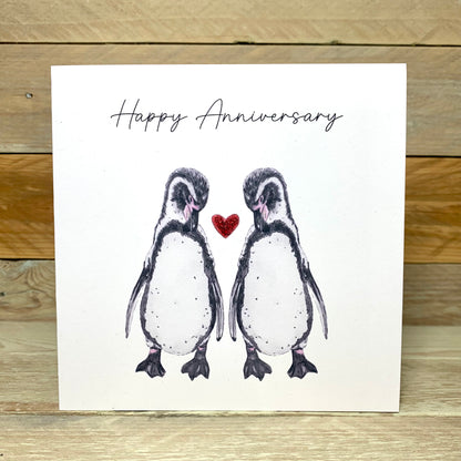 Penny and Guinny The Penguins Anniversary Card