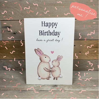 Bunny Birthday Card - Arty Bee Designs 