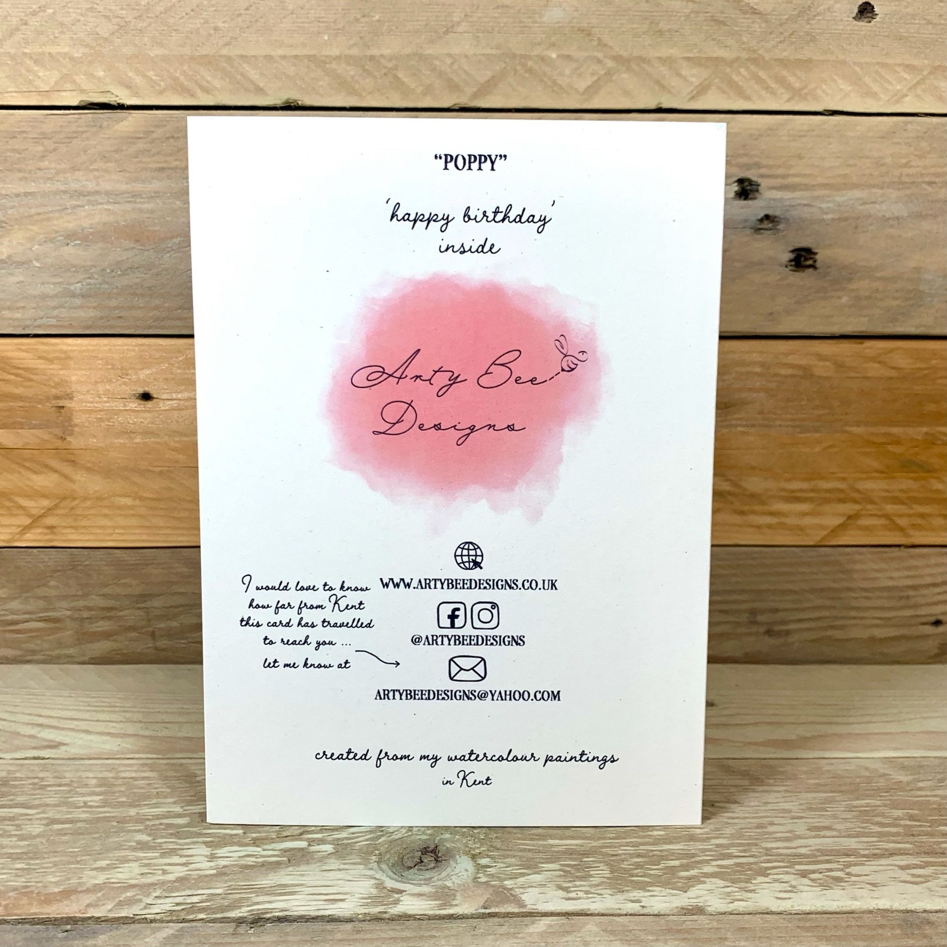 Poppy Birthday Card - Arty Bee Designs 