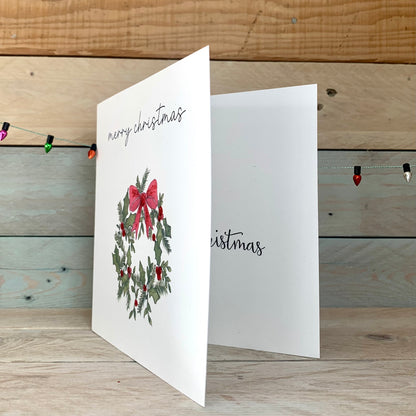 Holly Wreath Christmas Card